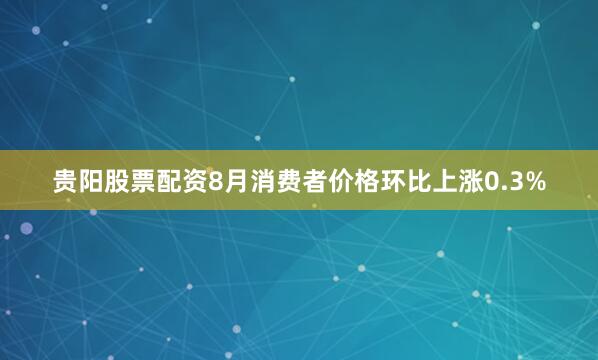 贵阳股票配资8月消费者价格环比上涨0.3%